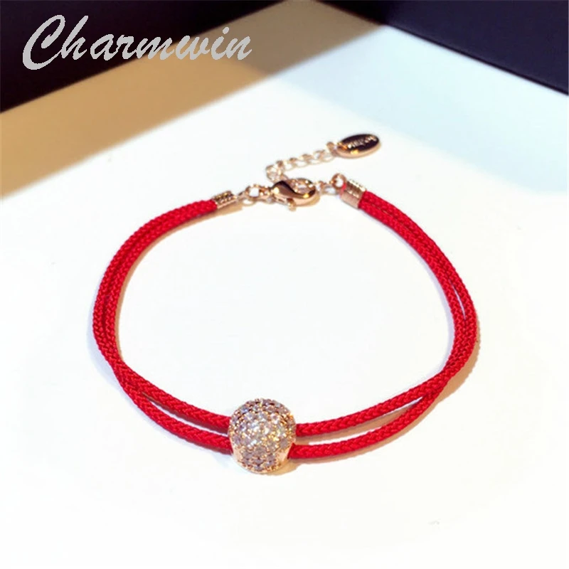 

Charmwin New Simplse Fashion Charm Bracelets For Women Bracelets Exquisite Rhinestone Red Rope Bracelets Fashion Jewelry PS0265