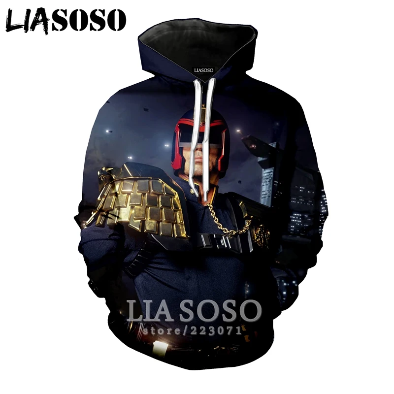 LIASOSO зимняя новая мода для мужчин и женщин 3D принт фильм Dredd толстовка унисекс с