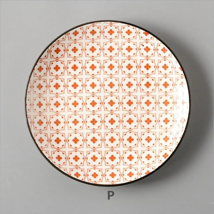 P 4 шт./компл. 20 см посуда в виде геометрических фигур посуда керамика ужин тарелки фарфоровые десертная тарелка посуда тарелка для торта - Цвет: P