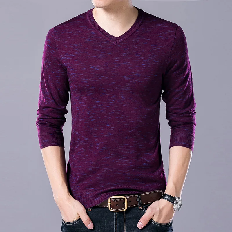 Oeak классический вязаный свитер с принтом v-образный вырез Ruched Pull Homme популярный