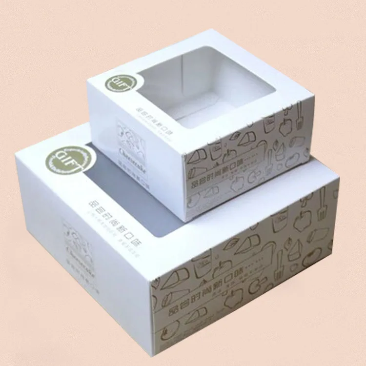 50pcs square white cardboard window cake box chocolate biscuit candy packing box wedding party team gift box