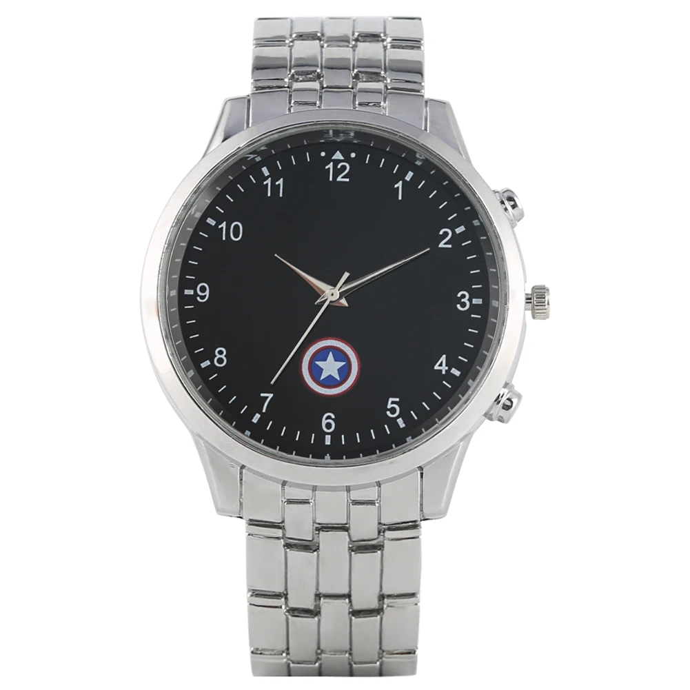 

Мужские наручные часы кварцевые аналоговые часы Капитан Америка щит логотип шаблон часы прочный циферблат с арабскими цифрами наручные ча...