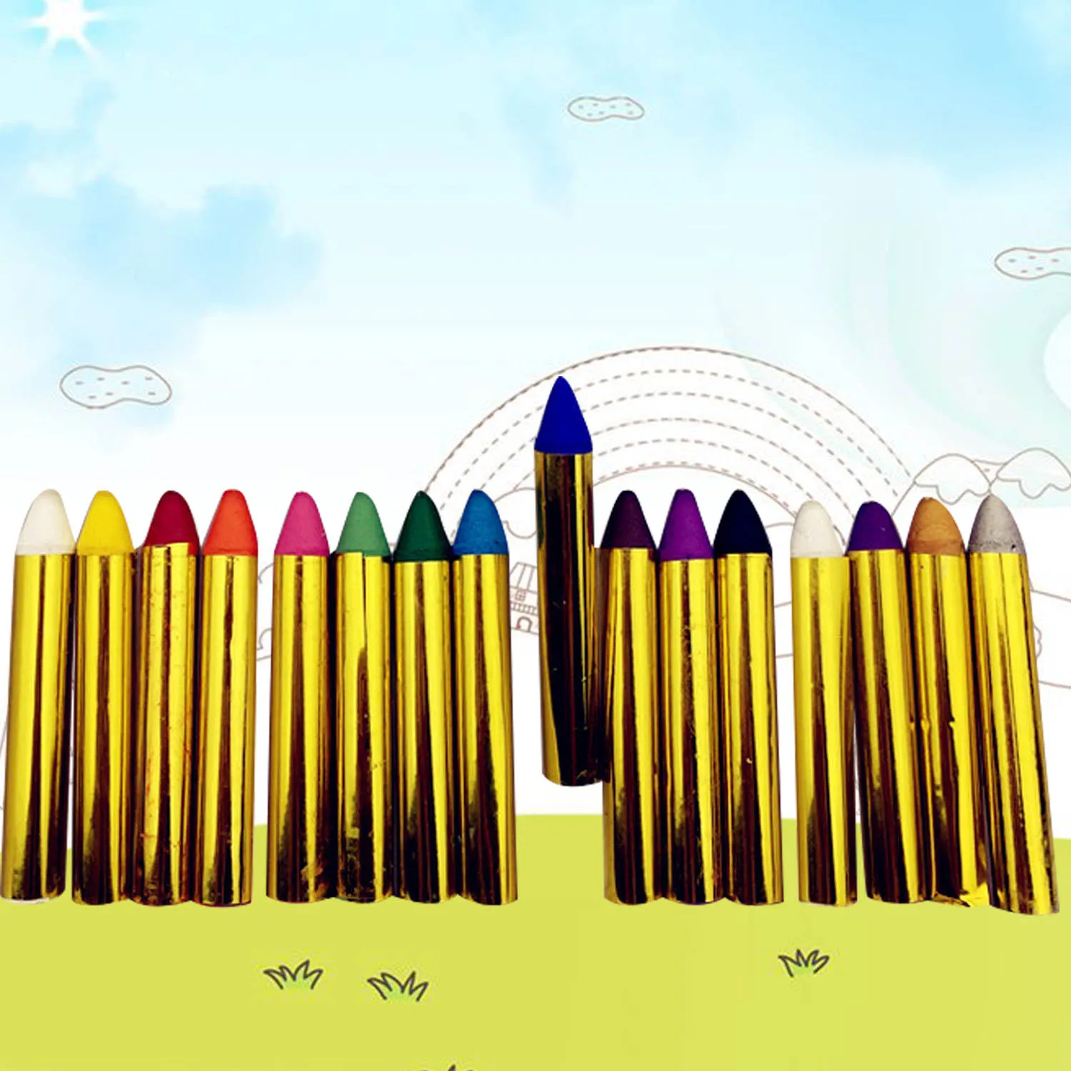 16 шт. Детские разноцветные безопасные нетоксичные краски для лица тела карандаши