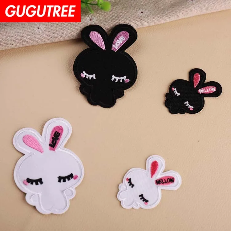 GUGUTREE вышивка нашивки кролик мультфильм патчи значки аппликации для одежды YX-77 |