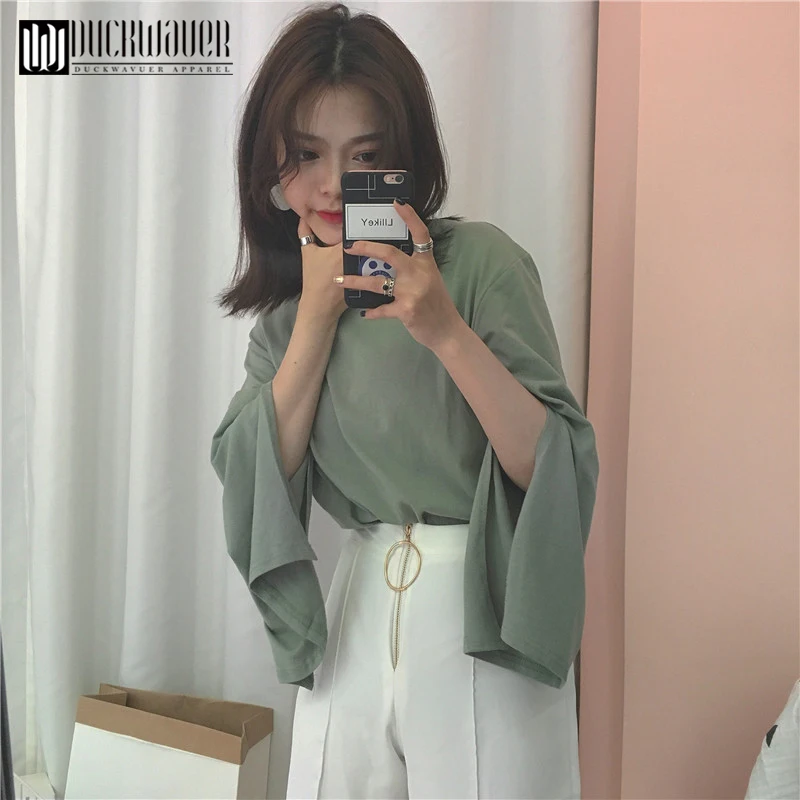 Duckwaver 2019 женские футболки Топы Ulzzang Твердые Bf Свободные корейские Harajuku одежда для