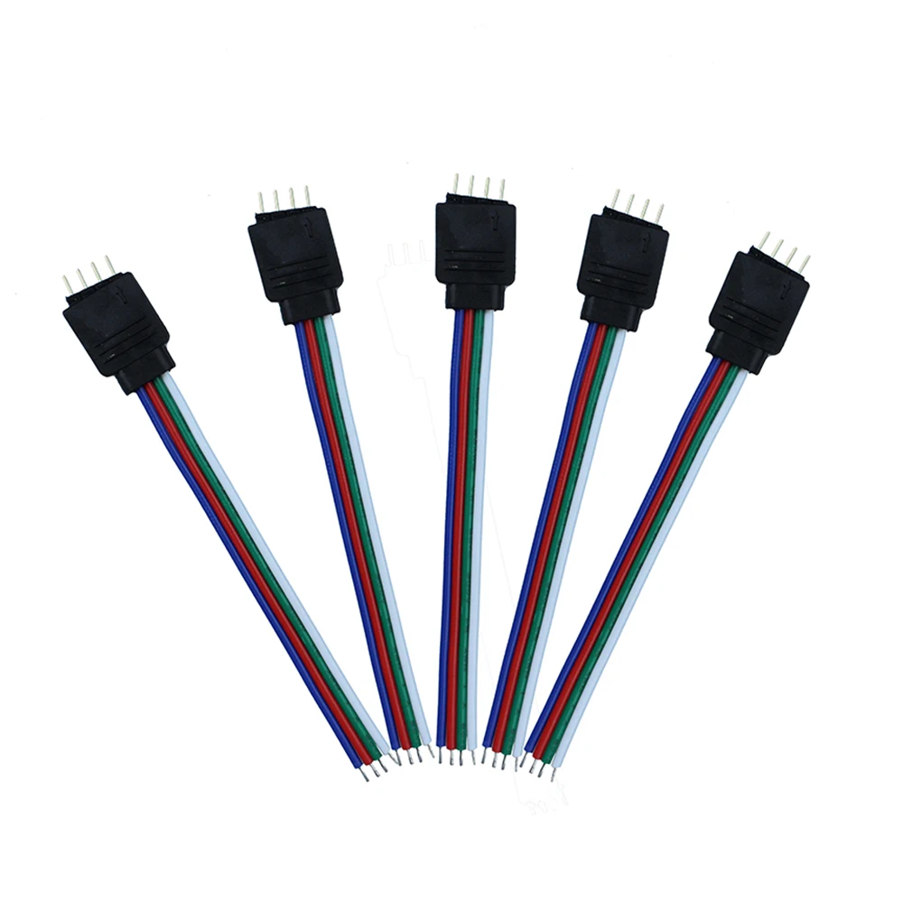 100 шт./лот 4-контактный RGB светодиодный разъем УДЛИНИТЕЛЬ шнур провод с