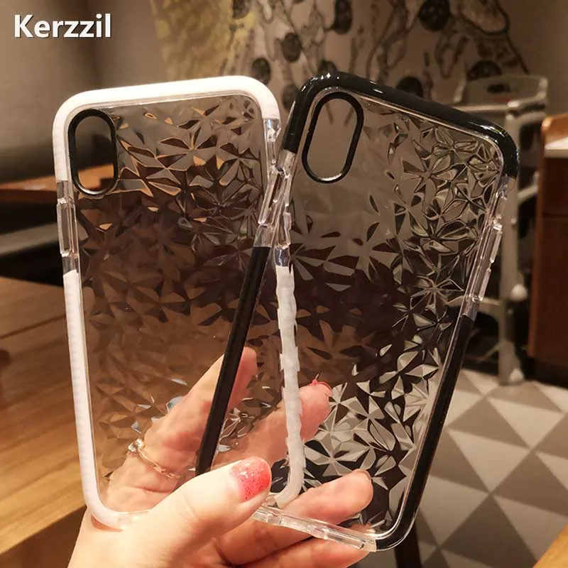 Роскошный чехол Kerzzil с алмазным узором для iPhone X 6 6S Plus прозрачный ромбовидным 8 7