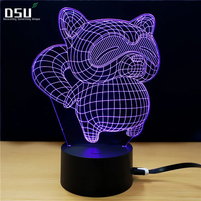 3D светодио дный светодиодный ночник кошка сидит с 7 цветов свет для украшения