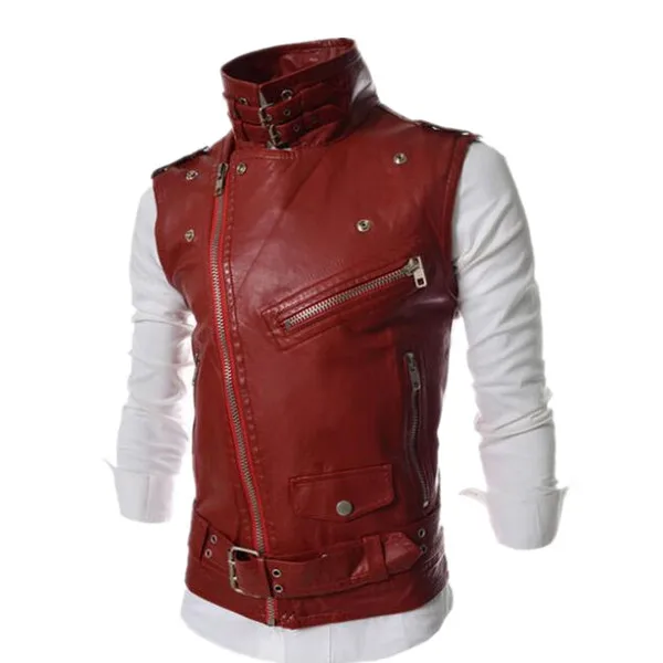 Новинка 2020 мужская мода жилет из искусственной кожи куртки безрукавка для