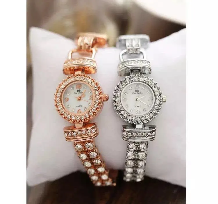 Лидер продаж bs марка розовое золото полный кристалл группа Для женщин наручные
