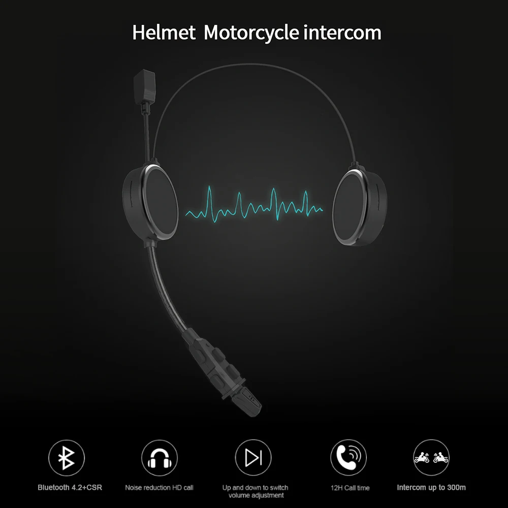Ejeas E300 Bluetooth 4,2 мотоциклист нашлемная телефонная гарнитура дополнительный разъем для наушников 40 мм Динамик 2 Мобильный для подключения к устройствам