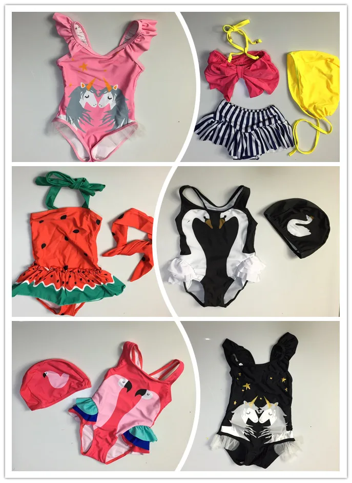 Новое поступление летний купальный костюм для маленьких девочек с розовым