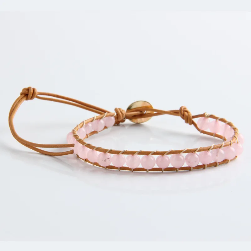 Мода Boho каменные бусы Браслеты для Для женщин красочные камень с одного кожа