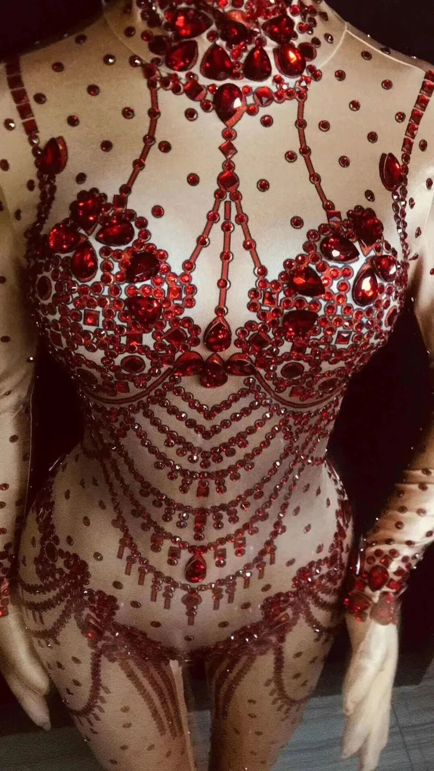 Красный черный со стразами растягивающийся купальник комбинезон стеклянными