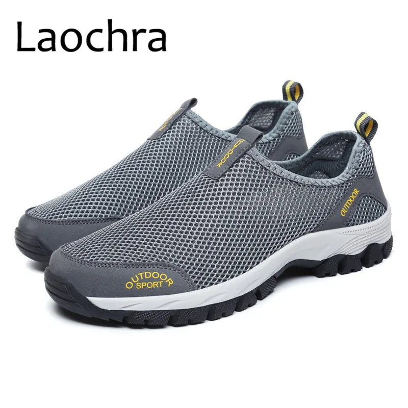LAOCHRA Big Size 47 48 Men Outdoor Spring Sneakers New Arrival Breathable Mesh Shoes For Males Cheap Slip-on Free Fitness | Обувь