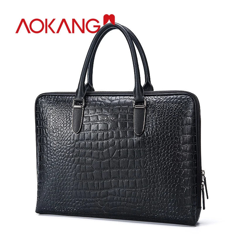 AOKANG 2019 деловая сумка черного цвета мужской кожаный портфель через плечо кожаные