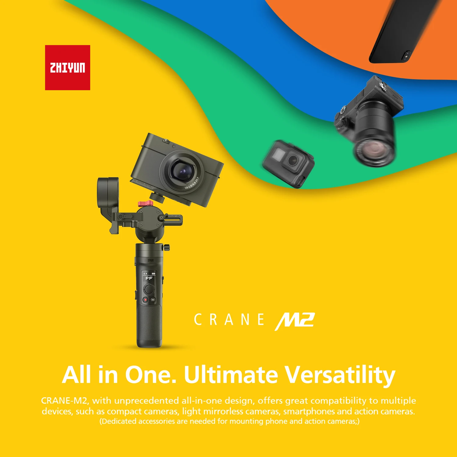 ZHIYUN CRANE M2 gimbalsдля смартфонов беззеркальные компактные экшн камеры Новое
