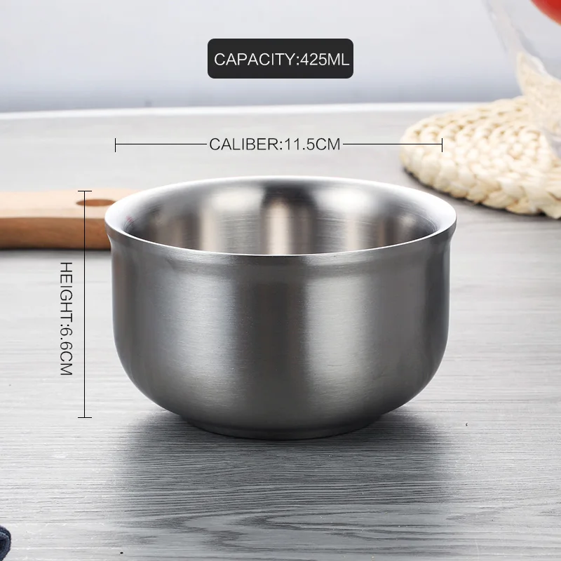 11.5cm WORTHBUY 304 Нержавеющая сталь чаша для риса в китайском стиле с двойной Слои чаша для супа, салата Еда контейнеры Кухня чаша для Еда - Цвет: 11.5cm