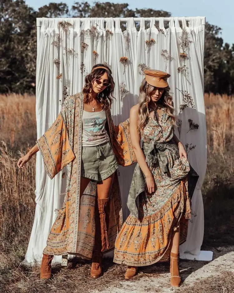 Платье женское с V-образным вырезом Пляжное цветочным принтом в стиле бохо