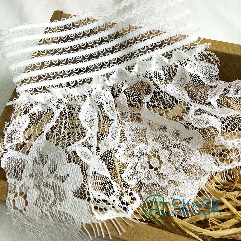

New Lace 5Yards/lot 14cm Wide Eyelashes lace fabric decoration diy white clothing wedding accessories A2