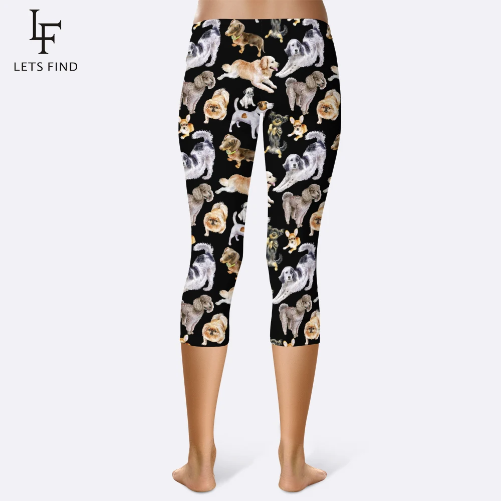 

2019 New Dog Leggings Women Mid Calf Leggins High Quality Fitness Comfortable Milk Silk Plus Size Summer Capri Leggings