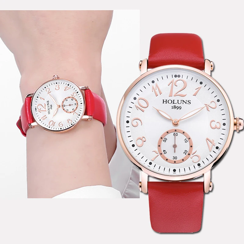 Часы женские кварцевые с кожаным ремешком белые водонепроницаемые|leather brand|leather