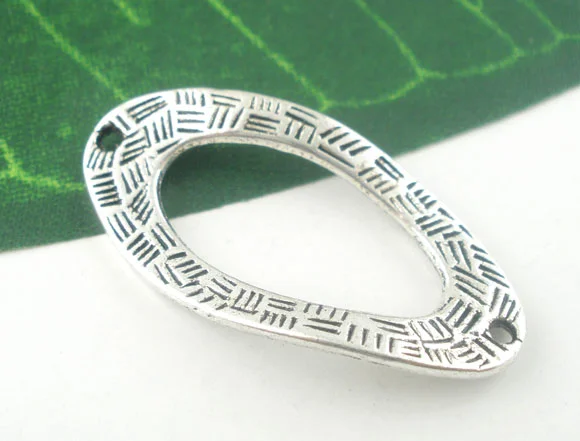 

Doreen Box Lovely 10 PCs Silver Color Tortuose Oval Connectors Beads Findings 36x18mm (B03787)