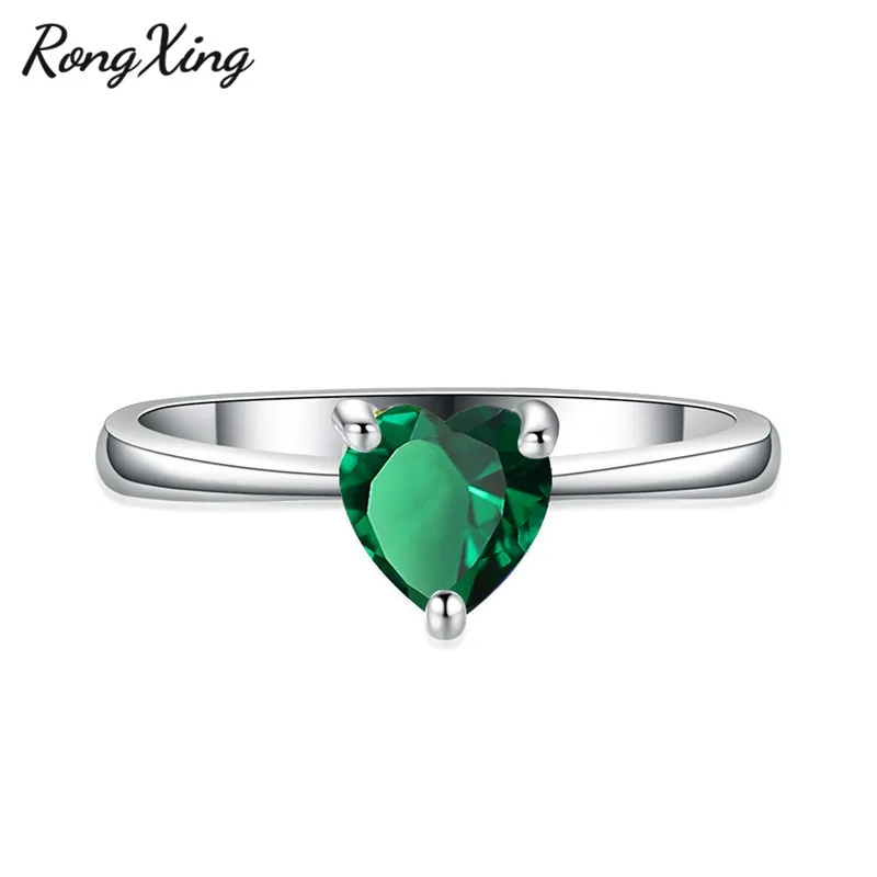 RongXing серебряные кольца с опалом в форме сердца для женщин винтажные Модные