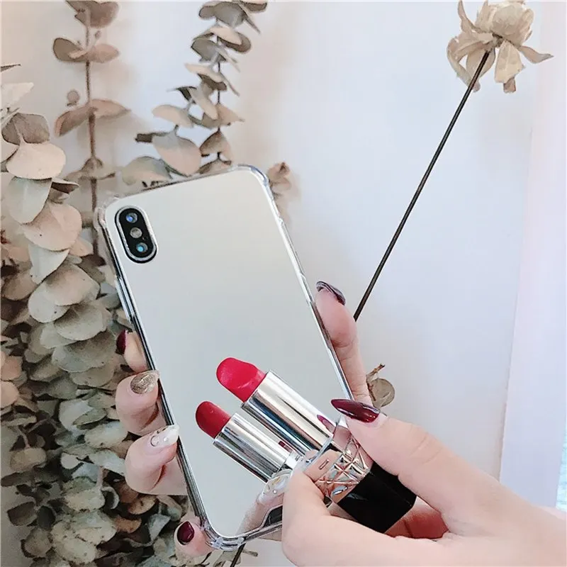 Зеркальный чехол для телефона iphone 7 8 6s 6 plus X XR XS Max милый мягкий ударопрочный из ТПУ