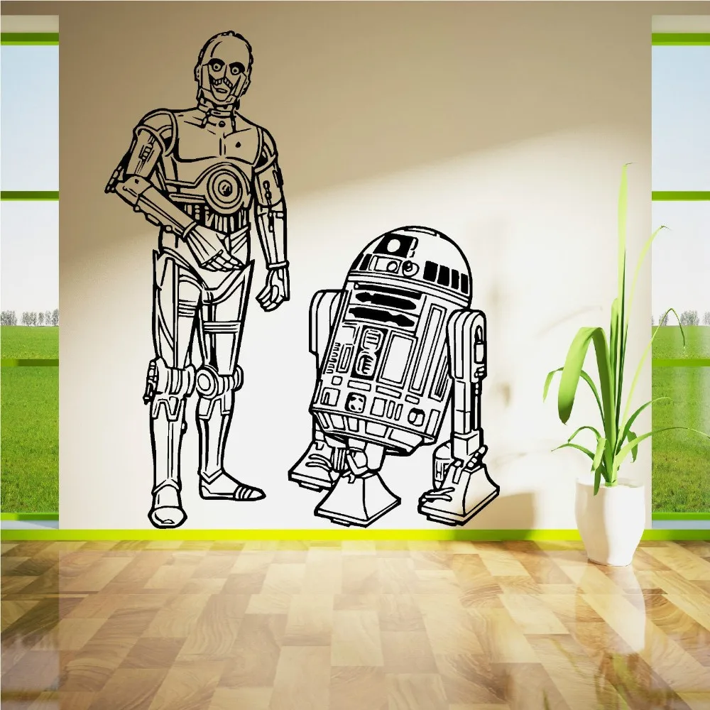 Звездные войны R2D2 и C3PO DROIDS DUO Съемная виниловая настенная художественная