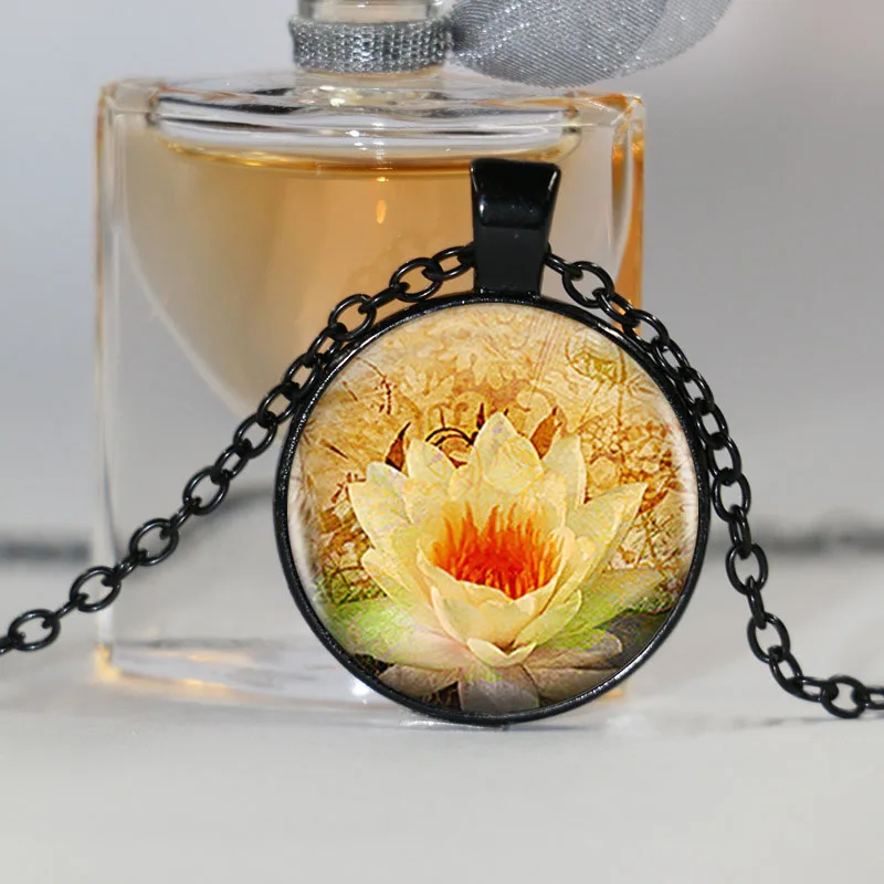 Лидер продаж Золотой лотос ожерелье-подвеска с логотипом в виде лотоса Йога