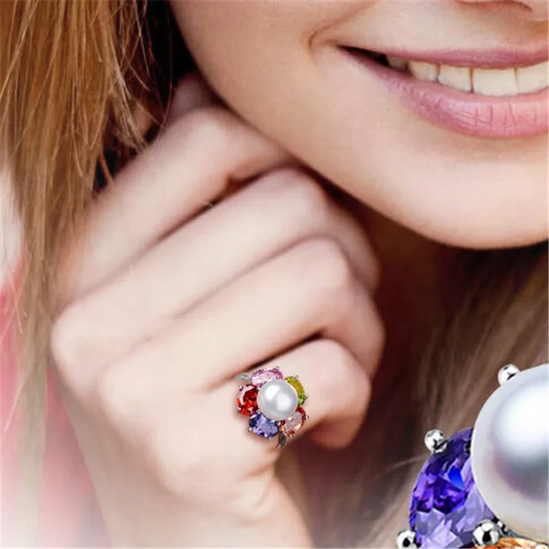 YIKALAISI 2017 модное кольцо с жемчугом Ювелирные изделия цветок пресноводный жемчуг