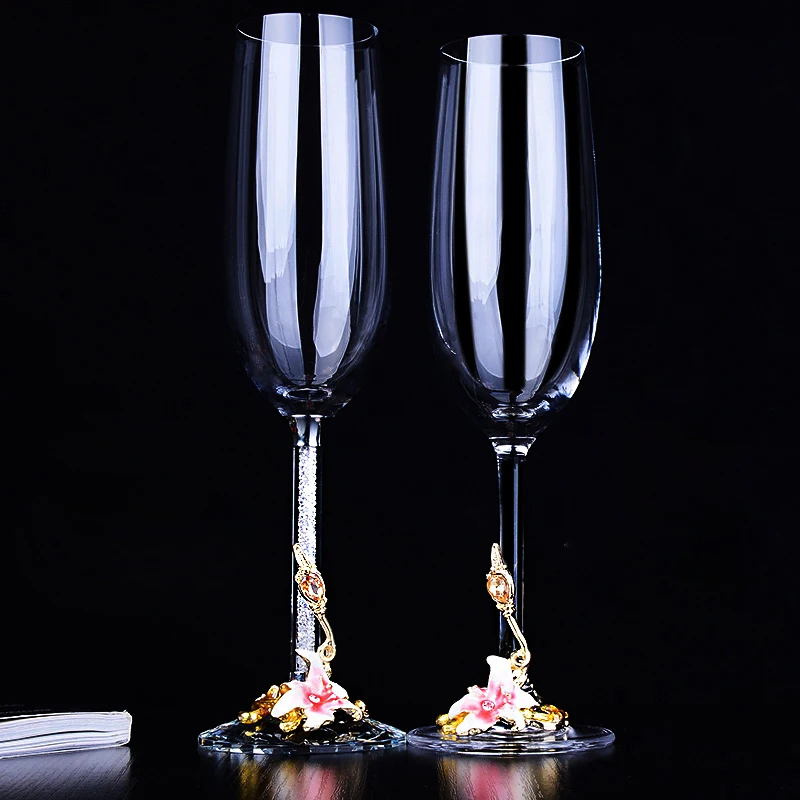 Европейские хрустальные бокалы для шампанского с эмалью вина