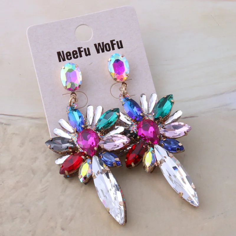 color NeeFu WoFu полимерная серьга цвет стекла серьги Преувеличение большой прелестные серьги для женщин Роскошные Brinco Oorbellen ювелирные изделия - Окраска металла: color