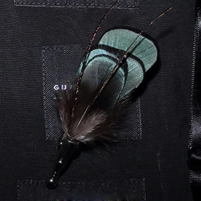 26 brooch GUSLESON, новинка, ручная работа, мужская кожаная и перьевая брошь для галстука-бабочки, предварительно завязанный Галстук-бабочка для свадебной вечеринки с подарочной коробкой - Цвет: 26 brooch