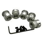 5 шт., алюминиевые шкивы для синхронизации GT2 2GT, 20 зубьев, алюминиевое отверстие 5 мм, подходит для ремня GT2, ширина 6 мм, для 3D-принтера с ЧПУ