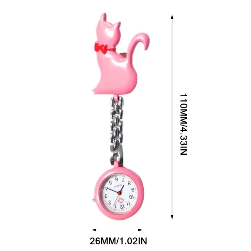 

Quartz Watch Cat Cartoon Fashion Pocket Watches Hang Clip Doctor Women Lady Jewelry Charm Silver Pendant Cute Chest Hang
