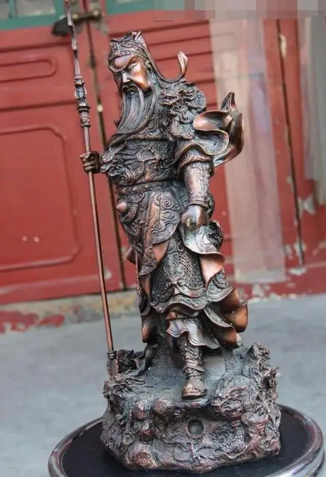 Китай (материк) красная медь бронза девять Дракон Гуань Гун Юй God Warrior статуя