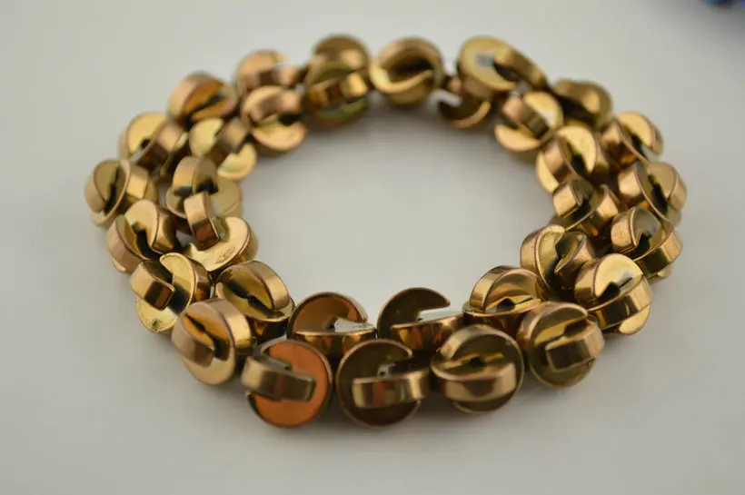 

Rose Gold Color Hematite 3x11mm Notched Coin Shape Interlocking Beads For DIY Loose Beads 5Strands/lot Free Shipping