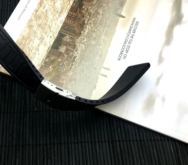 Топ Бренд Качество черный силиконовый резиновый ремешок 22 мм 24 мм ремешок для часов браслет для navitimer/мститель/Breitling ремешок с логотипом