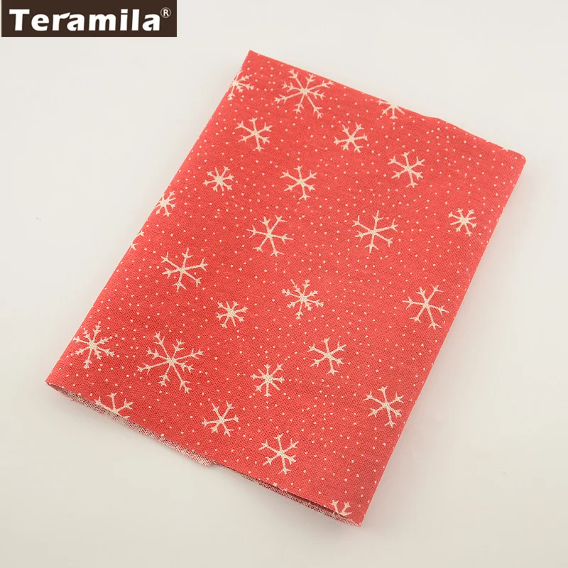 TERAMILA Printed Red snowflakes Home Textile Cotton Linen Fabric Sewing Tablecloth Pillow Bag Curtain Cushion Zakka | Дом и сад
