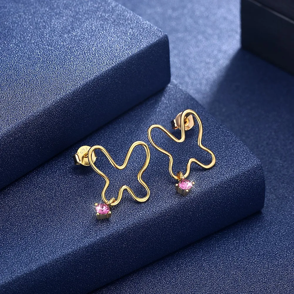 Excellent Quality Butterfly Light Luxury Ear Nail Pure Sterling Silver Shape Earrings For Women Wedding Jewelry | Украшения и