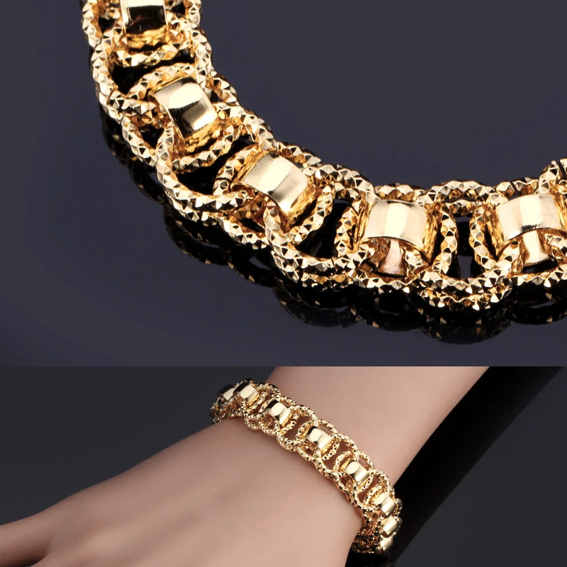 U7 Золото / Серебряный Цвет Браслет Для Мужчин /Женщин Уникальный Круглое Звено