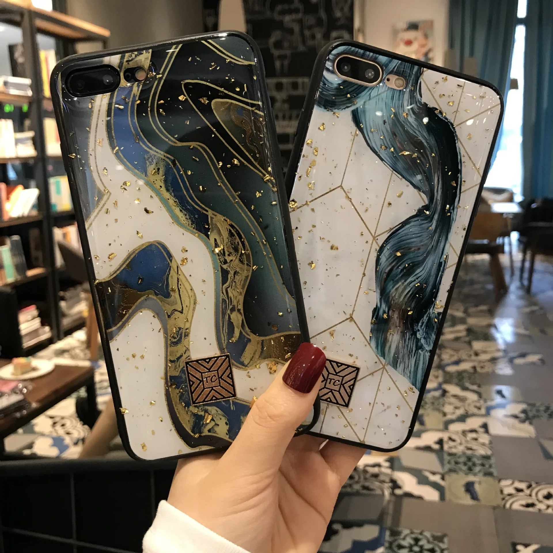 Чехол для Телефона iPhone X XS Max XR из золотой фольги с мраморной отделкой мягкий