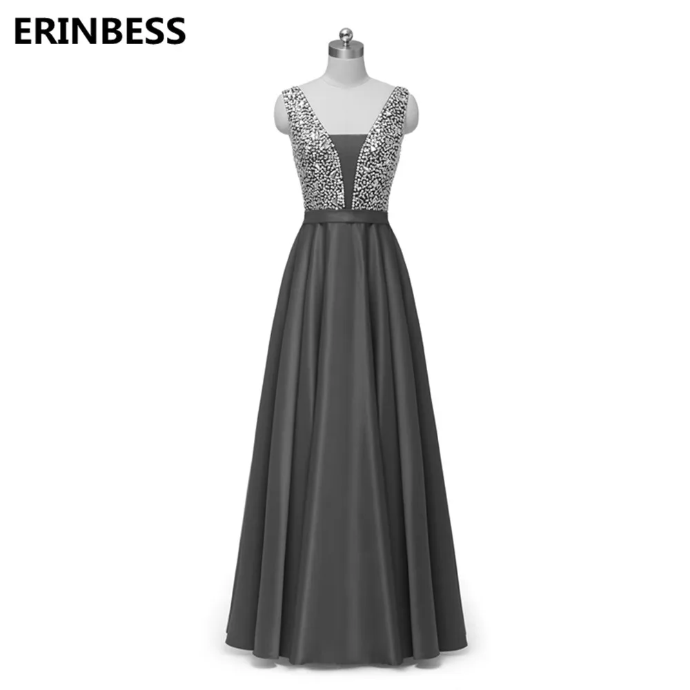 Черный Vestido de festa Longo, вечерние платья, длинное платье, темно-синее атласное с бусинами и v-образным вырезом, вечернее платье, вечерние платья - Цвет: Черный