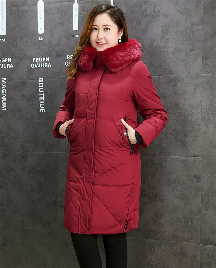 red Большие размеры, XL-13XL, зимние женские парки, высокое качество, пуховое хлопковое пальто, толстые теплые куртки с капюшоном, женские парки с меховым воротником, пальто G3 - Цвет: red