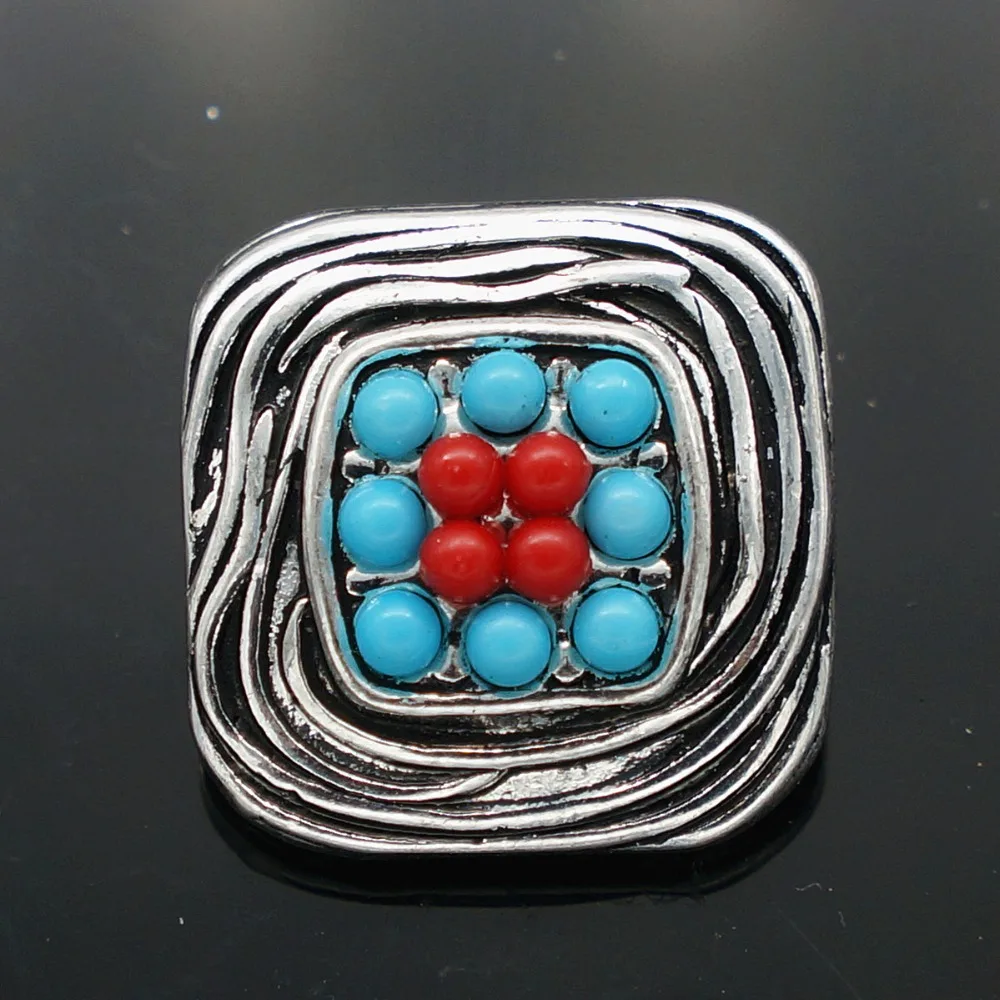 Горячая Распродажа красивые синие Бусины квадратный узор модные 18 мм кнопки