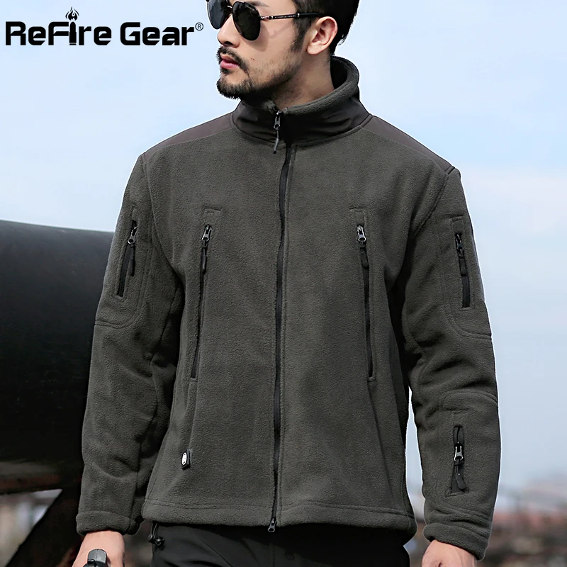 Refire gear зимняя тактическая утолщенная флисовая куртка мужская теплая полярная Военная армейская куртка пэчворк с несколькими карманами мужская верхняя одежда пальто