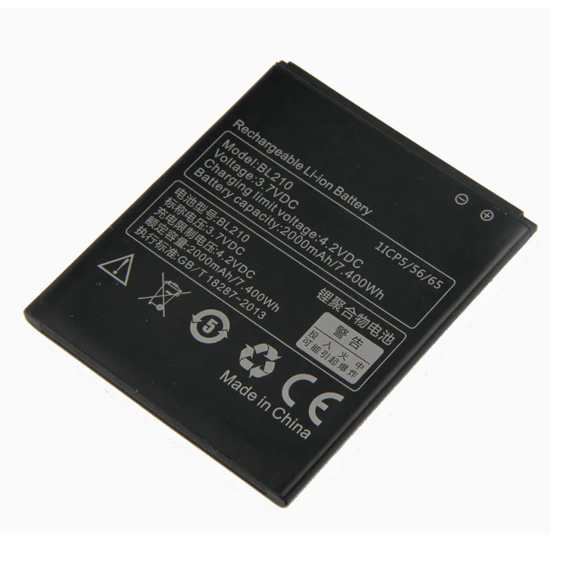 Оригинальный аккумулятор BL210 для Lenovo A750E A770E A766 A656 A658T S650 A606 S820 S820E A536 2000 мАч |