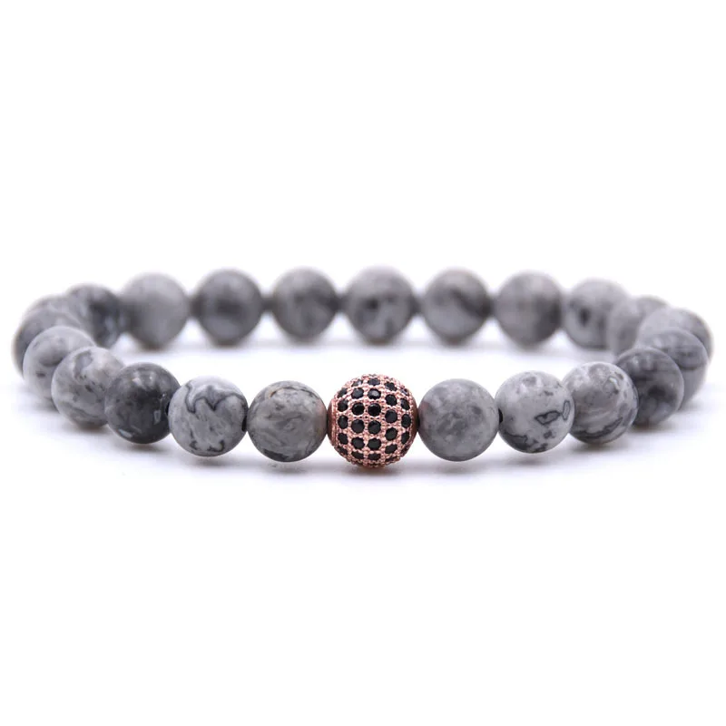 YIZIZAI новый модный браслет мужские браслеты и для женщин 8 мм камень Pulseira Feminina Masculina